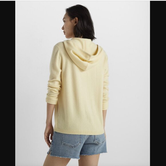 Club Monaco Cashmere Slim Zip Hoodie Pastel Butter Yellow - Picture 2 of 8